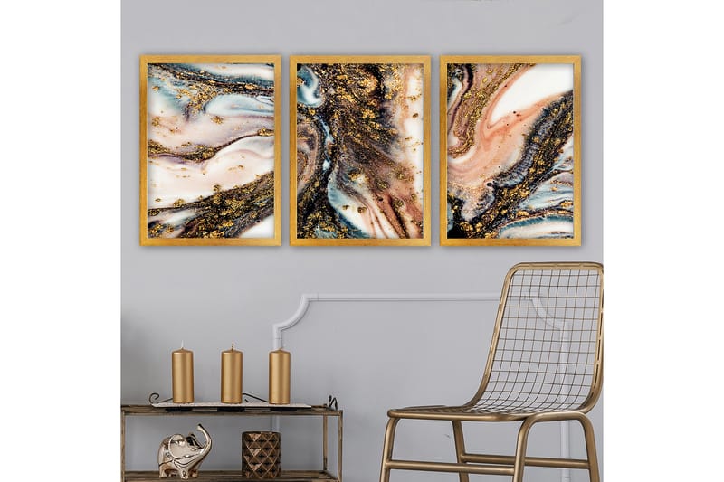Decorative Framed Painting (3 Pieces) 35x45 - Innredning - Bilder & kunst - Lerretsbilder