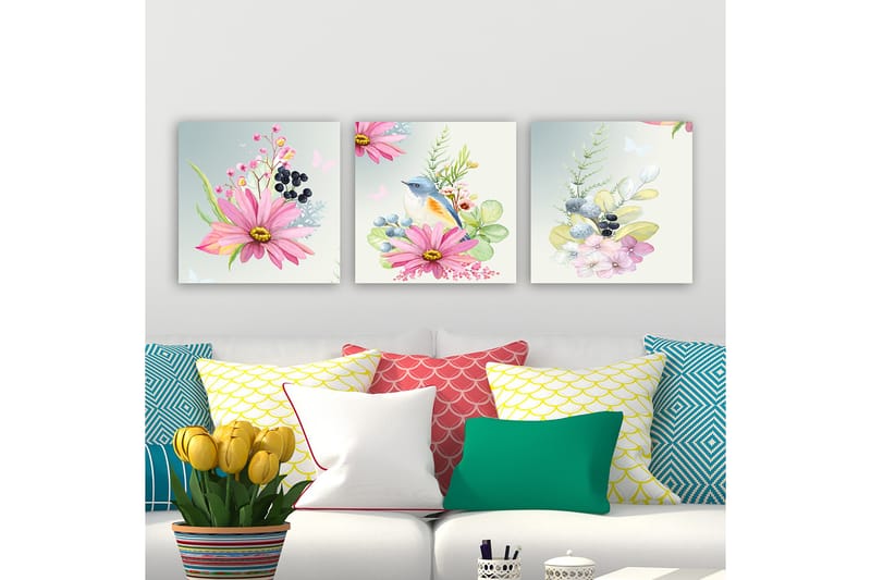 Dekorativ Canvasbilde 3-Deler 30x30 cm - Flerfarget - Innredning - Bilder & kunst - Lerretsbilder