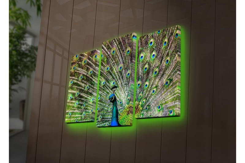 Dekorativ Canvasbilde LED-belysning 3 Deler - Flerfarget - Innredning - Bilder & kunst - Lerretsbilder
