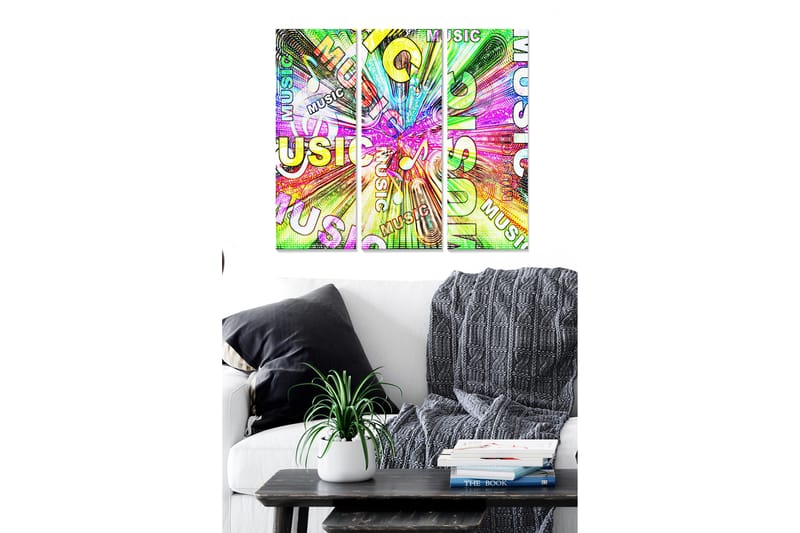Dekorativ MDF-maling 3-Deler 20x50 cm - Flerfarget - Innredning - Bilder & kunst - Lerretsbilder