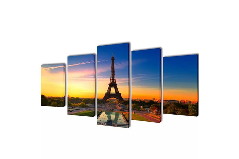 Kanvas Flerdelt Veggdekorasjon Eiffel Tower 100 x 50 cm - Innredning - Bilder & kunst - Lerretsbilder
