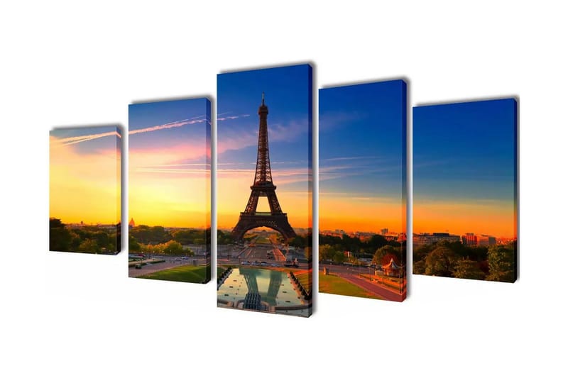 Kanvas Flerdelt Veggdekorasjon Eiffel Tower 200 x 100 cm - Innredning - Bilder & kunst - Lerretsbilder