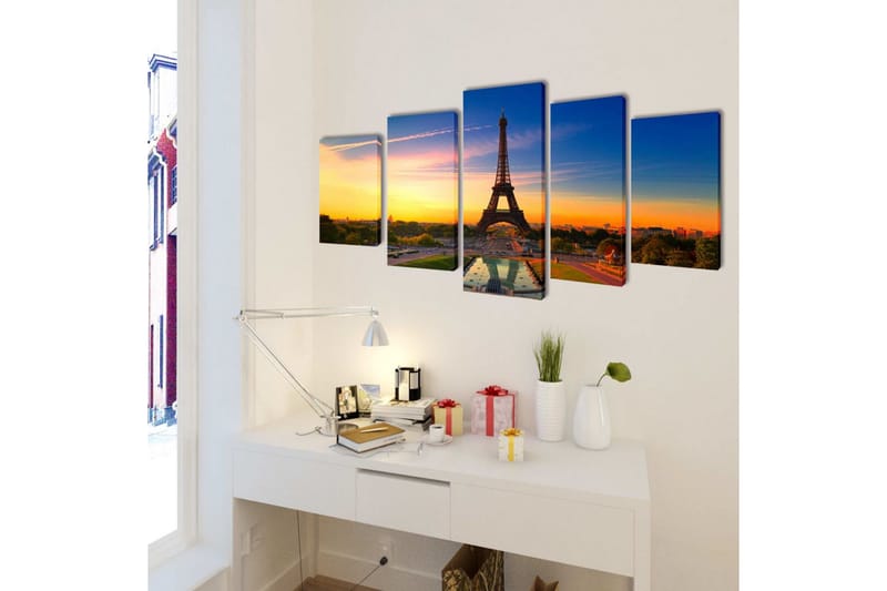 Kanvas Flerdelt Veggdekorasjon Eiffel Tower 200 x 100 cm - Innredning - Bilder & kunst - Lerretsbilder