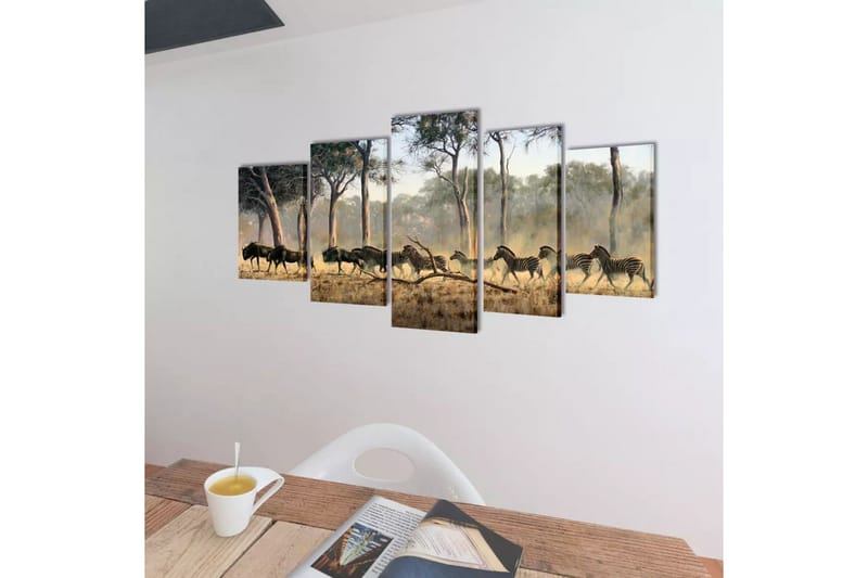 Kanvas Flerdelt Veggdekorasjon Sebra 200 x 100 cm - Innredning - Bilder & kunst - Lerretsbilder