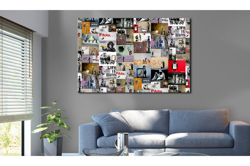 Tavle Art Of Collage: Banksy 60X40 - Artgeist sp. z o. o. - Innredning - Bilder & kunst - Lerretsbilder