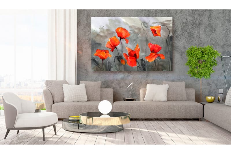 Tavle Poppies (Watercolour) 120X80 - Artgeist sp. z o. o. - Innredning - Bilder & kunst - Lerretsbilder