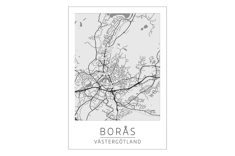 Borås Bykart Poster - 50x70 cm - Innredning - Bilder & kunst - Posters - Kart & byer plakat