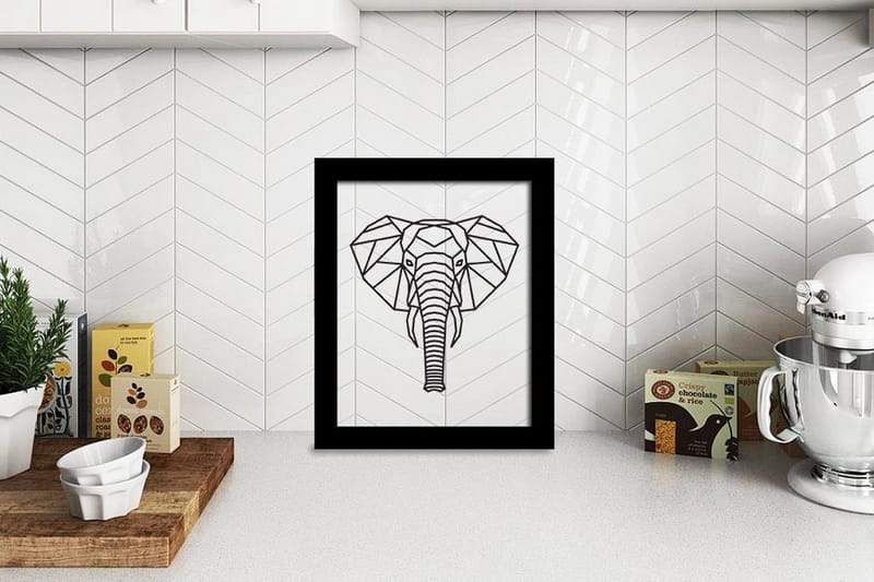 Elephant Patterned Illustrasjon Svat/Hvit 2 - 23x28 cm - Innredning - Bilder & kunst - Posters