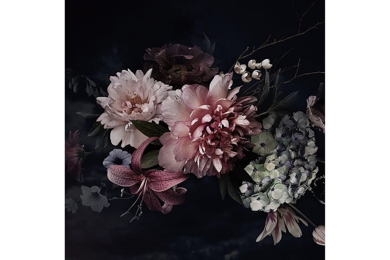 Akrylbilde Flowers III Glass/Svart/Rosa