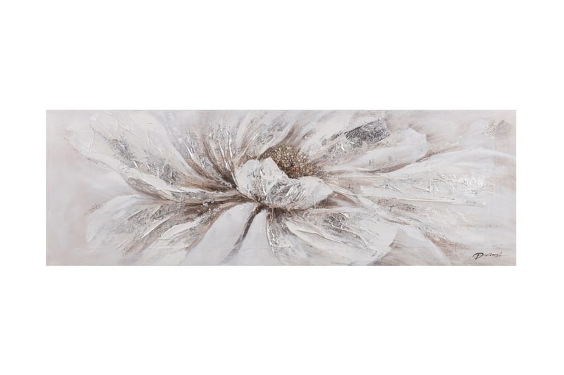 Oljemaleri 50x150cm Hvit blomst - Innredning - Bilder & kunst - Oljemaling