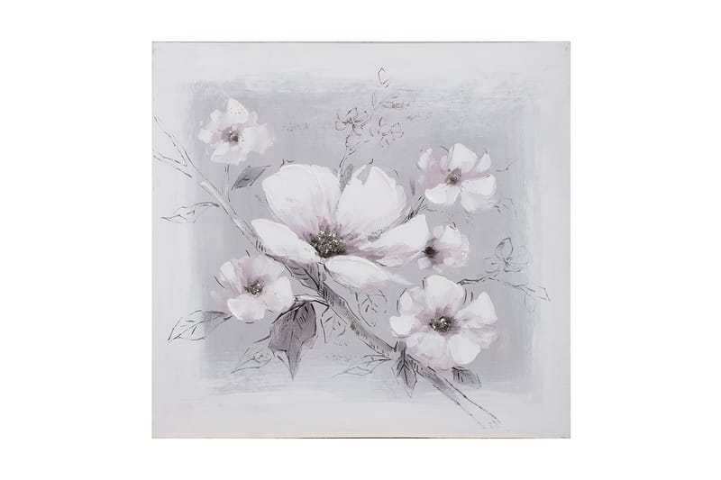 Oljemaleri 60x60cm Hvite blomster - Innredning - Bilder & kunst - Lerretsbilder