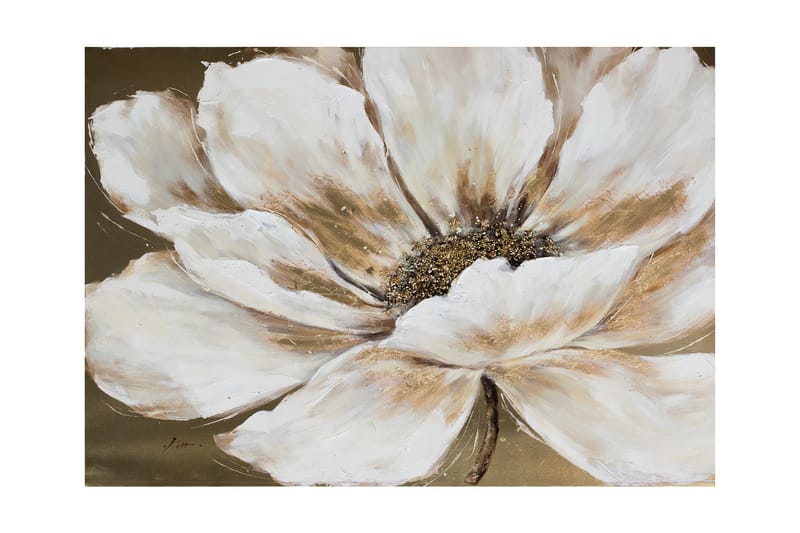 Oljemaleri 90x120 cm Beige blomster - Innredning - Bilder & kunst - Oljemaling