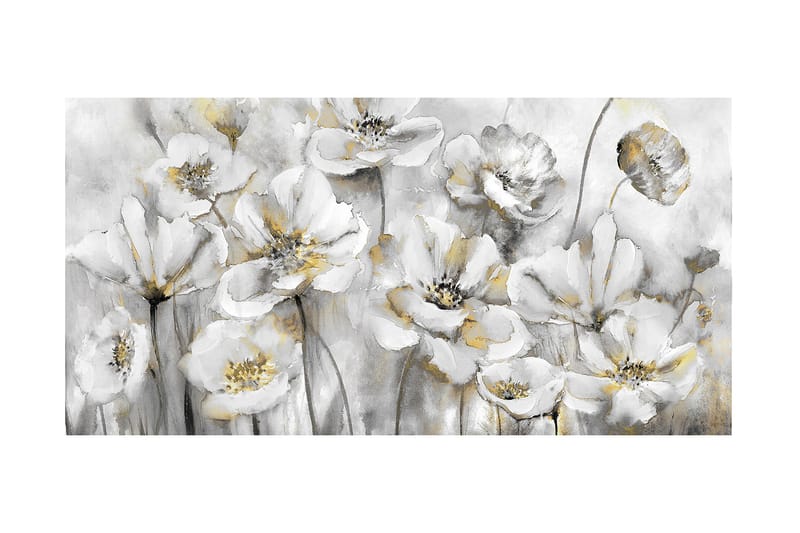 Oljemaling Hvite blomster - Innredning - Bilder & kunst - Oljemaling