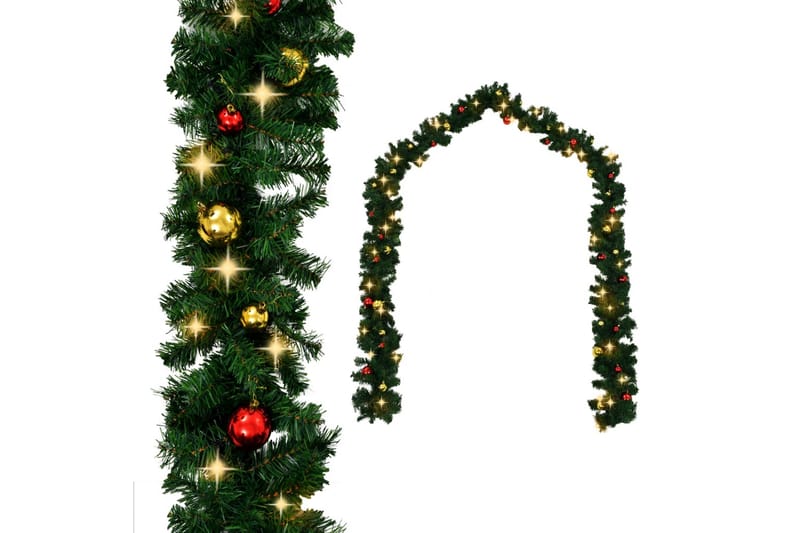 Garland dekorert med julekuler og LED-lys 10 m - Innredning - Dekorasjon - Julepynt & juledekorasjon