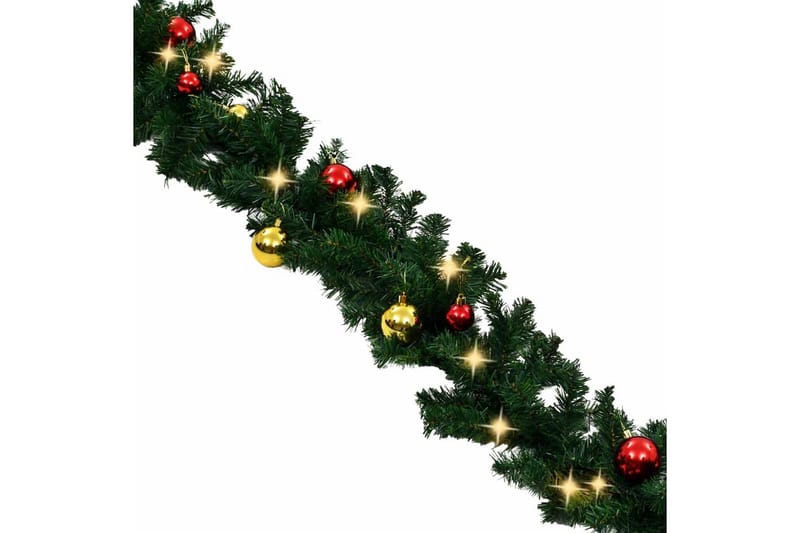 Garland dekorert med julekuler og LED-lys 10 m - Innredning - Dekorasjon - Julepynt & juledekorasjon
