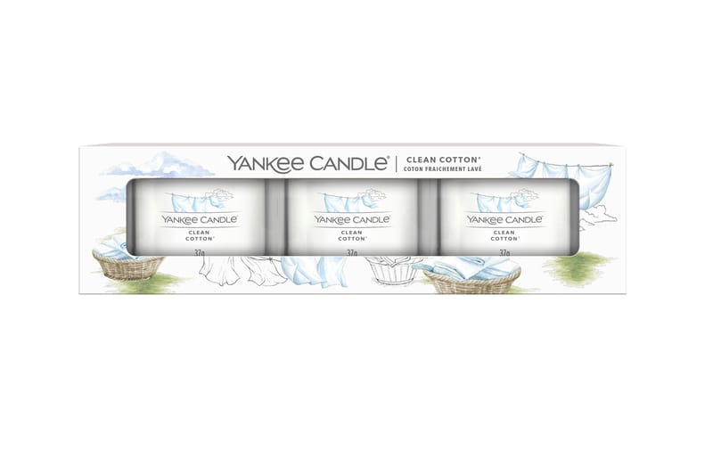 Filled Votive Clean Cotton Duftlys 3-pk - Yankee Candle - Innredning - Lys & dufter - Stearinlys - Duftlys