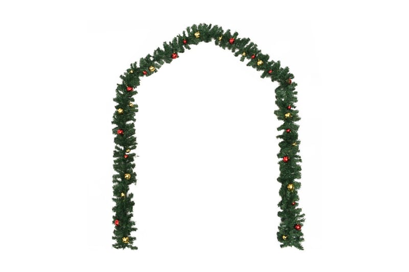 Julegarland dekorert med kuler 5 m - grønn - Innredning - Dekorasjon - Festdekorasjon - Nyttårsdekorasjon