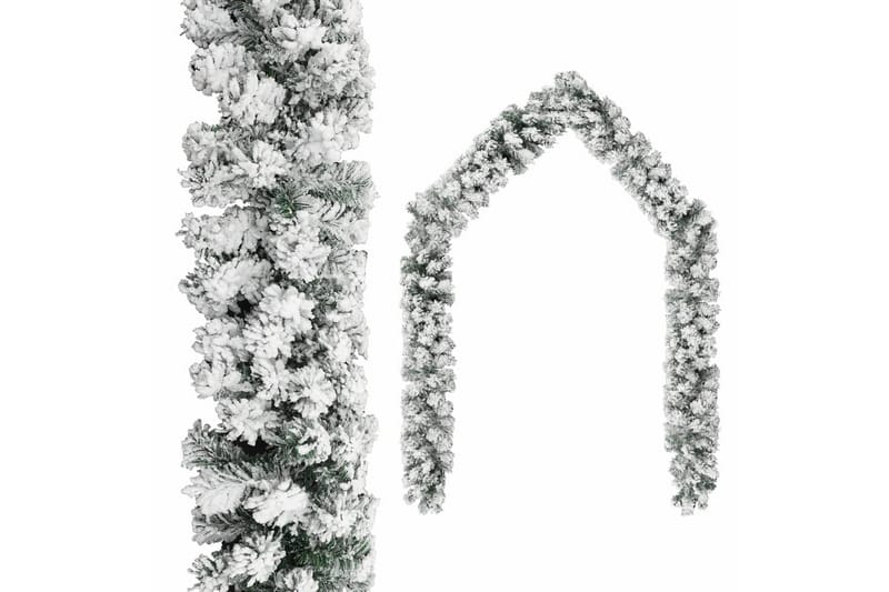 Julekrans med flokket snø grønn 10 m PVC - grønn - Innredning - Dekorasjon