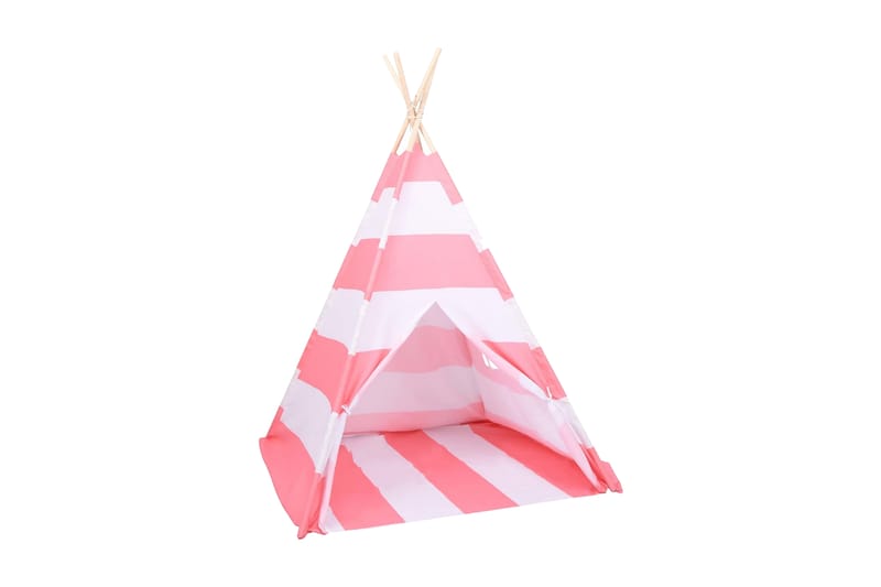 Tipi-telt for barn med pose ferskenhud striper 120x120x150cm - Rosa - Innredning - Innredning barnerom - Leketelt & tipitelt barnerom