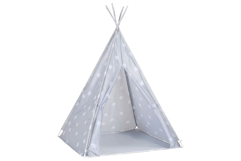 Tipi-telt for barn med pose polyester grå 115x115x160 cm - Grå - Innredning - Innredning barnerom - Leketelt & tipitelt barnerom