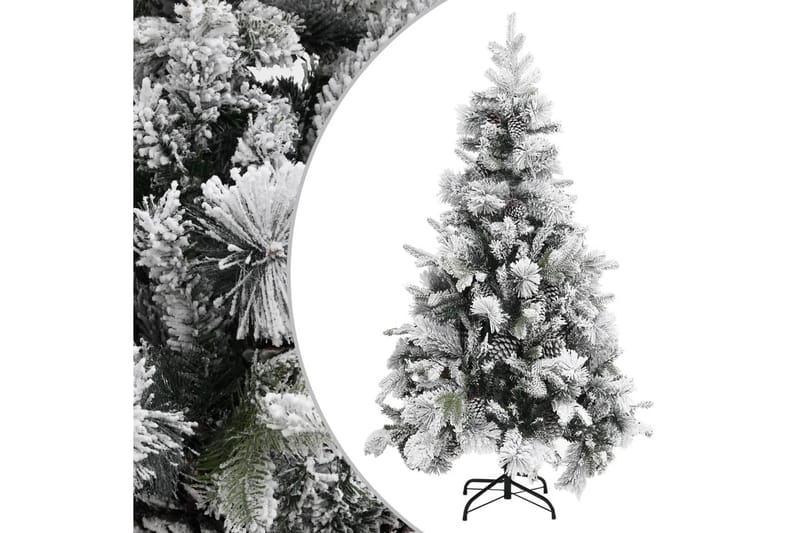 Juletre med flokket snø og kongler 195 cm PVC og PE - Innredning - Julepynt & helgedekorasjon - Julepynt & juledekorasjon - Plastjuletre