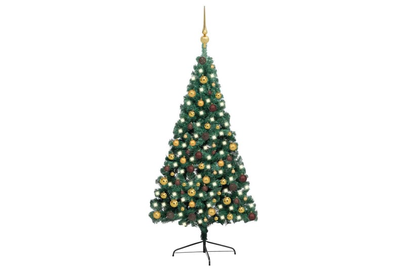 Kunstig halvt juletre med LED og kulesett 210 cm grønn - Innredning - Julepynt & helgedekorasjon - Julepynt & juledekorasjon - Plastjuletre
