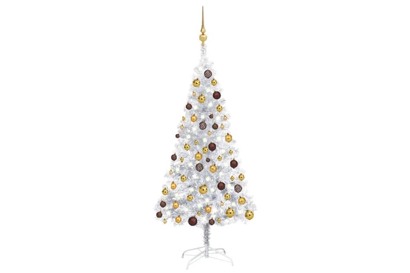 Kunstig juletre med LED og kulesett 120 cm PET sølv - Innredning - Julepynt & helgedekorasjon - Julepynt & juledekorasjon - Plastjuletre