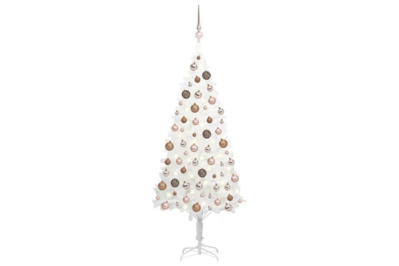 Kunstig juletre med LED og kulesett 150 cm hvit - Innredning - Julepynt & helgedekorasjon - Julepynt & juledekorasjon - Plastjuletre