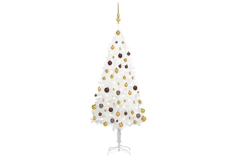 Kunstig juletre med LED og kulesett 150 cm hvit - Innredning - Julepynt & helgedekorasjon - Julepynt & juledekorasjon - Plastjuletre