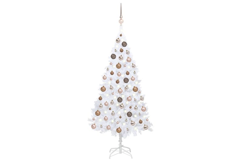 Kunstig juletre med LED og kulesett 150 cm PVC hvit - Innredning - Julepynt & helgedekorasjon - Julepynt & juledekorasjon - Plastjuletre