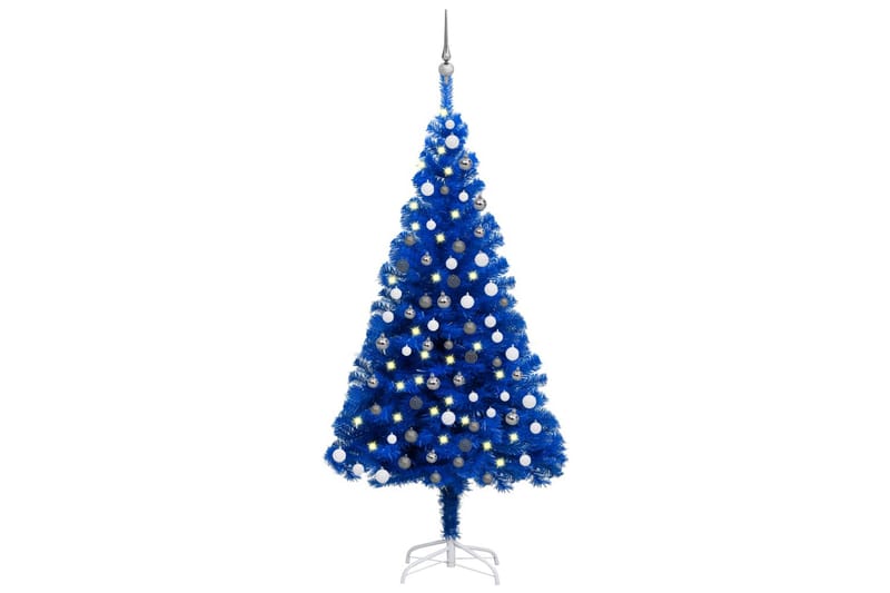 Kunstig juletre med LED og kulesett 180 cm PVC blå - Innredning - Julepynt & helgedekorasjon - Julepynt & juledekorasjon - Plastjuletre