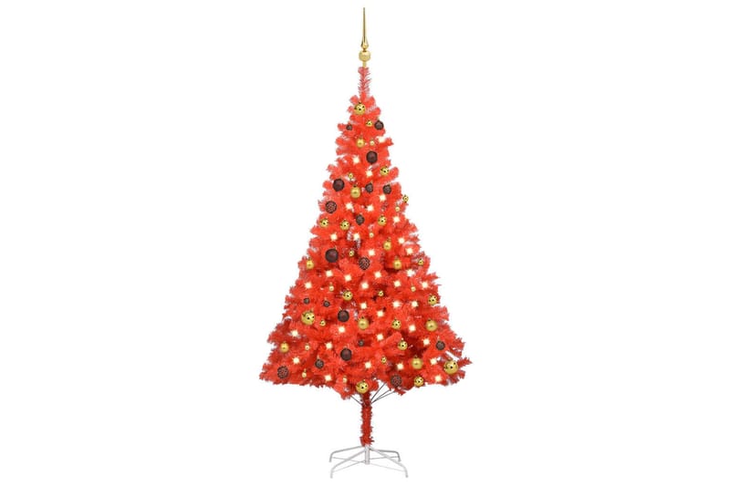 Kunstig juletre med LED og kulesett 180 cm PVC rød - Innredning - Julepynt & helgedekorasjon - Julepynt & juledekorasjon - Plastjuletre