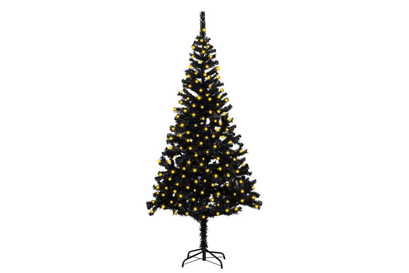 Kunstig juletre med LED og stativ 210 cm PVC svart - Innredning - Julepynt & helgedekorasjon - Julepynt & juledekorasjon - Plastjuletre