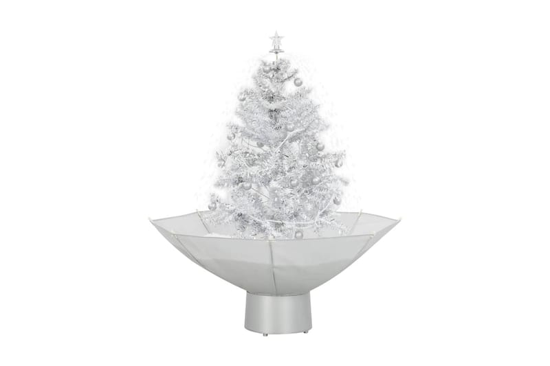Kunstig juletre med snø og paraplyfot hvit 75 cm - Hvit - Innredning - Dekorasjon