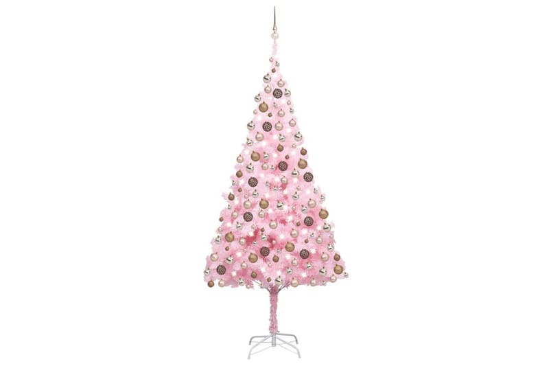 Kunstig juletresett med LED og kuler 240 cm PVC rosa - Innredning - Julepynt & helgedekorasjon - Julepynt & juledekorasjon - Plastjuletre