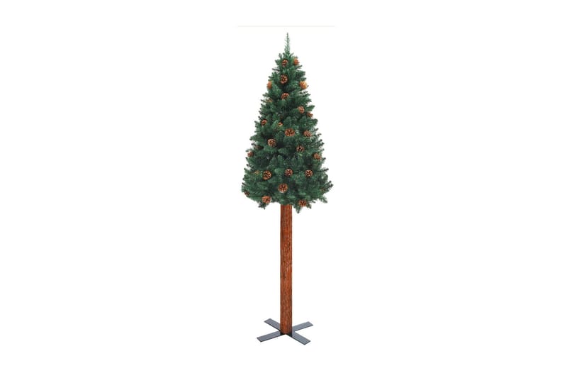 Slankt juletre med ekte tre & furukongler grønn 150 cm PVC - Innredning - Julepynt & helgedekorasjon - Julepynt & juledekorasjon - Plastjuletre