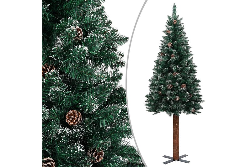 Slankt juletre med ekte tre & hvit snø grønn 180 cm - Innredning - Julepynt & helgedekorasjon - Julepynt & juledekorasjon - Plastjuletre