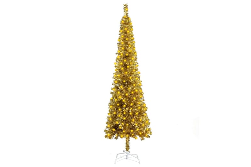 Slankt juletre med LED gull 240 cm - Innredning - Julepynt & helgedekorasjon - Julepynt & juledekorasjon - Plastjuletre