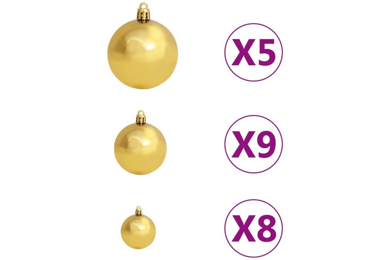 Slankt juletre med LED og kulesett gull 210 cm - Innredning - Julepynt & helgedekorasjon - Julepynt & juledekorasjon - Plastjuletre