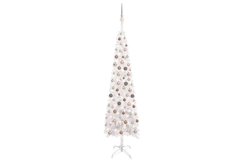 Slankt juletre med LED og kulesett hvit 240 cm - Innredning - Julepynt & helgedekorasjon - Julepynt & juledekorasjon - Plastjuletre