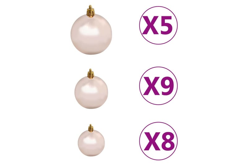 Slankt juletre med LED og kulesett rosa 240 cm - Innredning - Julepynt & helgedekorasjon - Julepynt & juledekorasjon - Plastjuletre