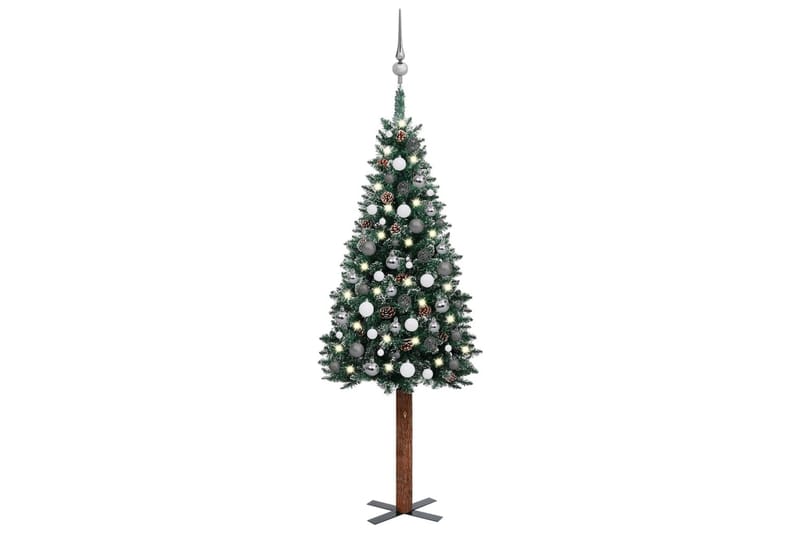 Slankt kunstig juletre med LED og kulesett grønn 150 cm - Innredning - Julepynt & helgedekorasjon - Julepynt & juledekorasjon - Plastjuletre