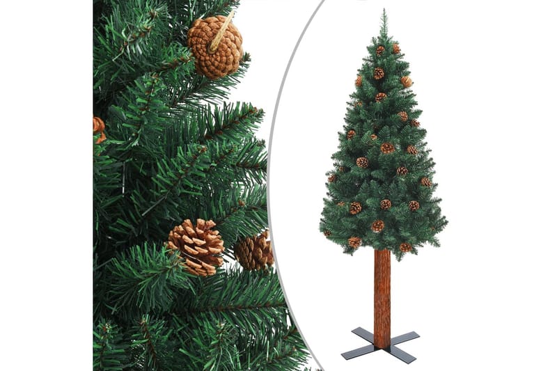 Slankt kunstig juletre med LED og kulesett grønn 150 cm - Innredning - Julepynt & helgedekorasjon - Julepynt & juledekorasjon - Plastjuletre