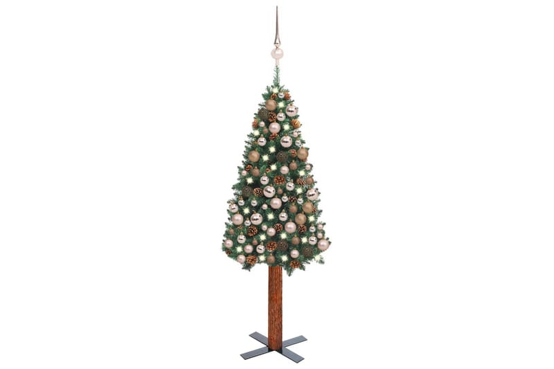 Slankt kunstig juletre med LED og kulesett grønn 150 cm PVC - Innredning - Julepynt & helgedekorasjon - Julepynt & juledekorasjon - Plastjuletre
