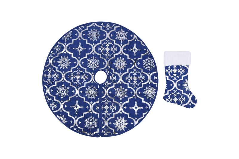 Luksus juletreskjørt med sokk blå 122 cm stoff - Blå - Innredning - Julepynt & helgedekorasjon - Julepynt & juledekorasjon