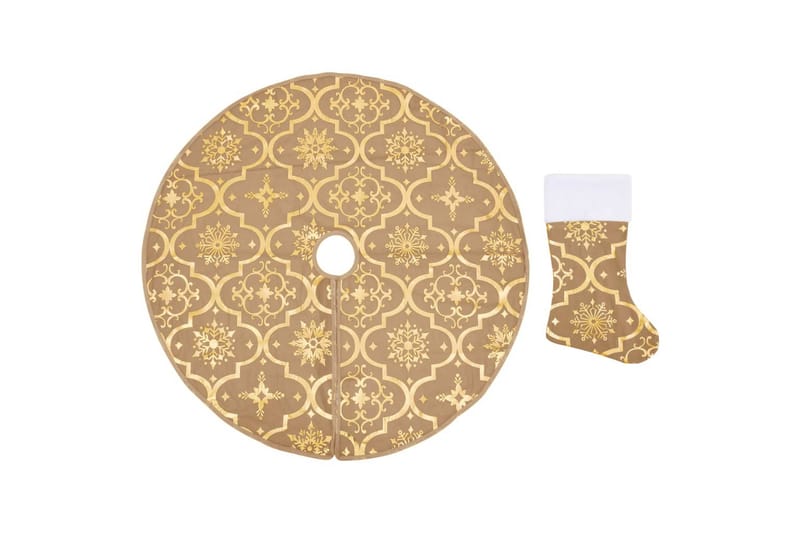 Luksus juletreskjørt med sokk gul 90 cm stoff - Gul - Innredning - Julepynt & helgedekorasjon - Julepynt & juledekorasjon