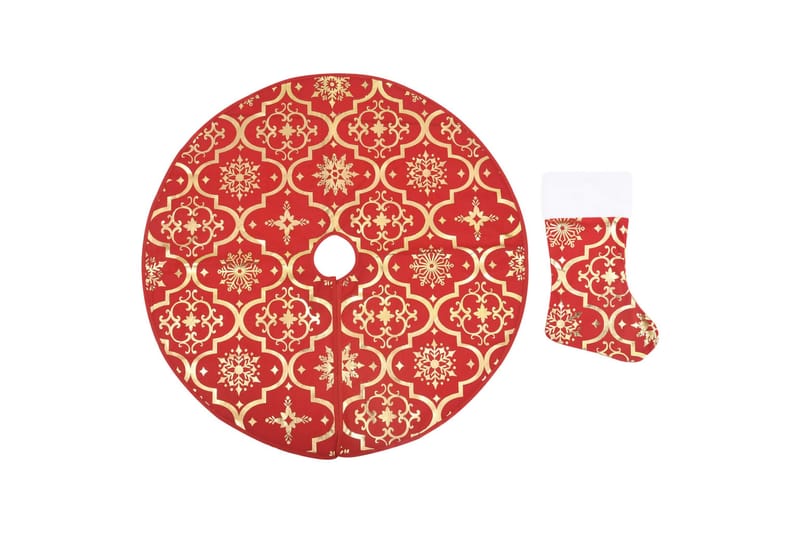 Luksus juletreskjørt med sokk rød 122 cm stoff - Rød - Innredning - Julepynt & helgedekorasjon - Julepynt & juledekorasjon