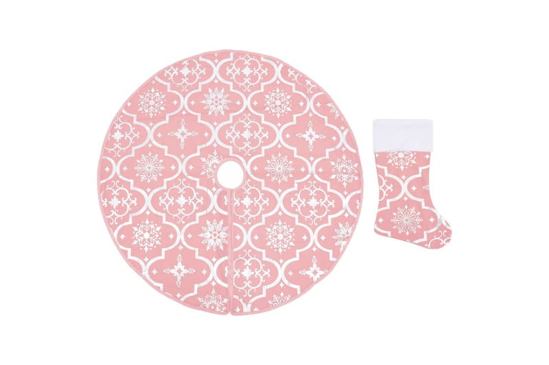 Luksus juletreskjørt med sokk rosa 122 cm stoff - Rosa - Innredning - Julepynt & helgedekorasjon - Julepynt & juledekorasjon - Juletekstil - Juletrematte