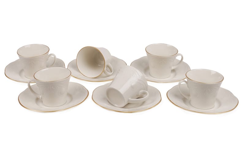 Kütahya Kaffeservise 12 Deler Porselen - Creme - Innredning - Kjøkkenutstyr - Porselen