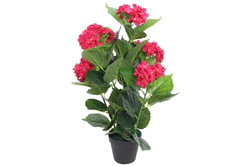 Kunstig hortensia med potte 60 cm rød - Innredning - Kunstige planter